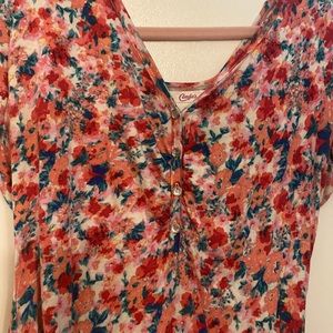 Candies Juniors XL Pink Floral Top with Rhinestone Buttons